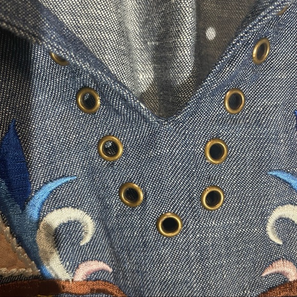Holding Horses Anthropologie Embroidered Dress Summer Comfortable Size 2P Denim - Picture 4 of 8